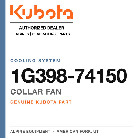 Genuine Kubota collar fan, part number 1G398-74150 — Alpine Equipment