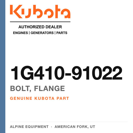 Genuine Kubota bolt, flange, part number 1G410-91022 — Alpine Equipment