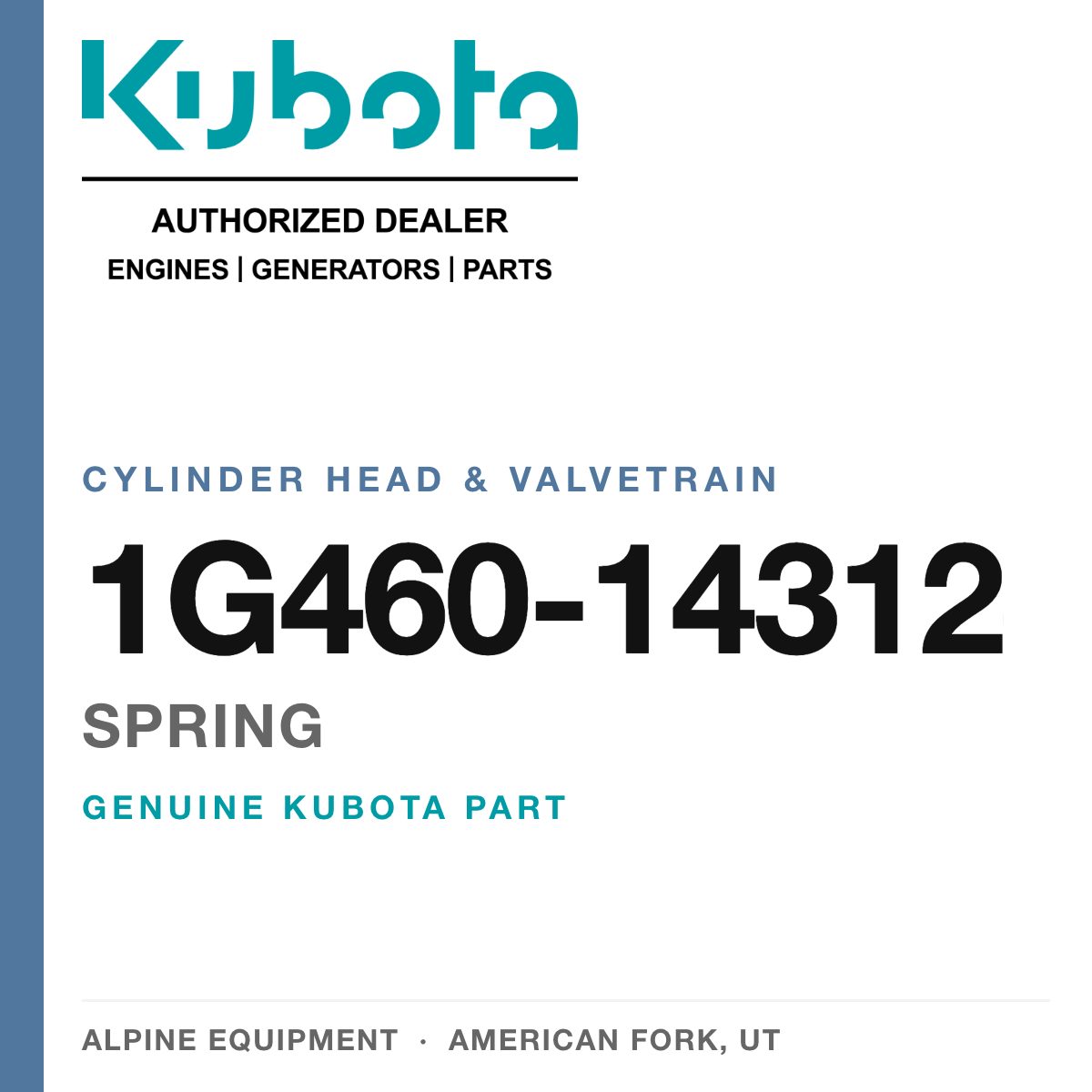 Genuine Kubota spring, part number 1G460-14312 — Alpine Equipment