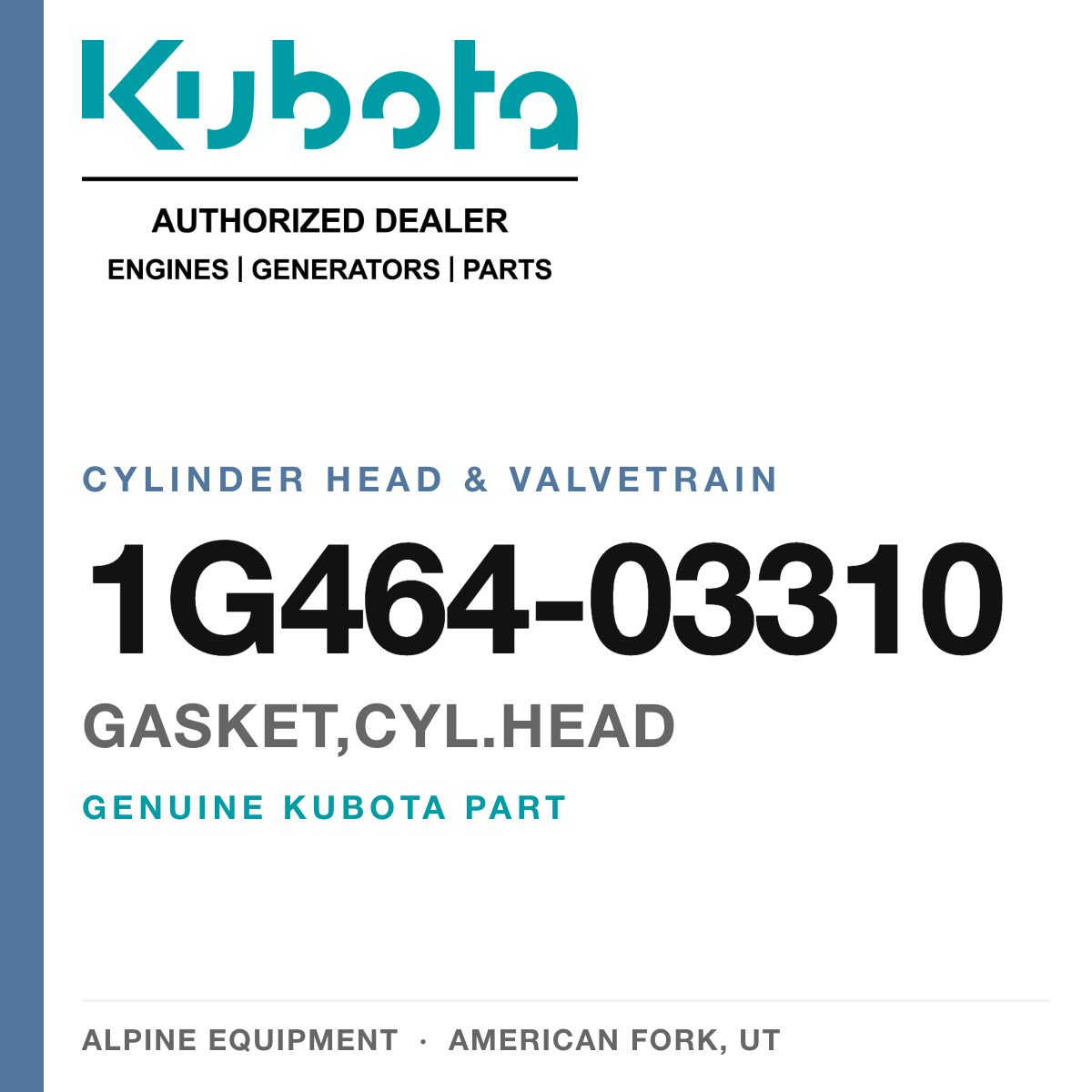 Genuine Kubota gasket,cyl.head, part number 1G464-03310 — Alpine Equipment