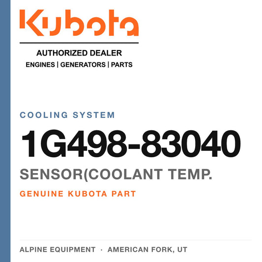 Genuine Kubota sensor(coolant temp., part number 1G498-83040 — Alpine Equipment