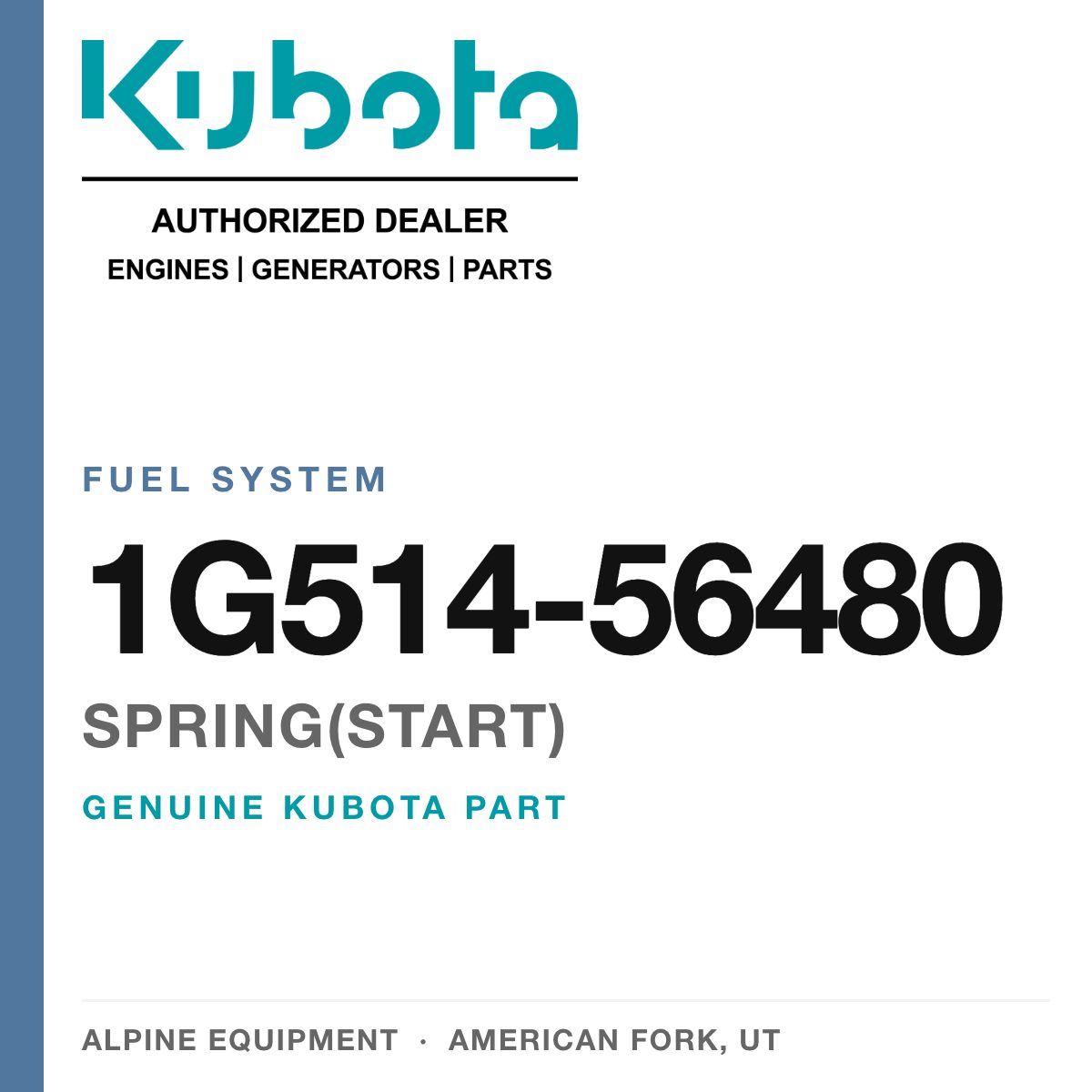 Genuine Kubota spring(start), part number 1G514-56480 — Alpine Equipment