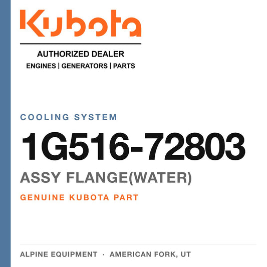 Genuine Kubota assy flange(water), part number 1G516-72803 — Alpine Equipment