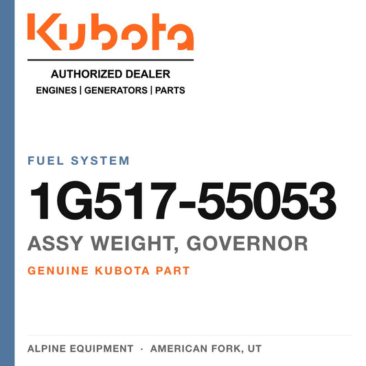 Genuine Kubota assy weight, governor, part number 1G517-55053 — Alpine Equipment