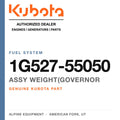 Genuine Kubota assy weight(governor, part number 1G527-55050 — Alpine Equipment