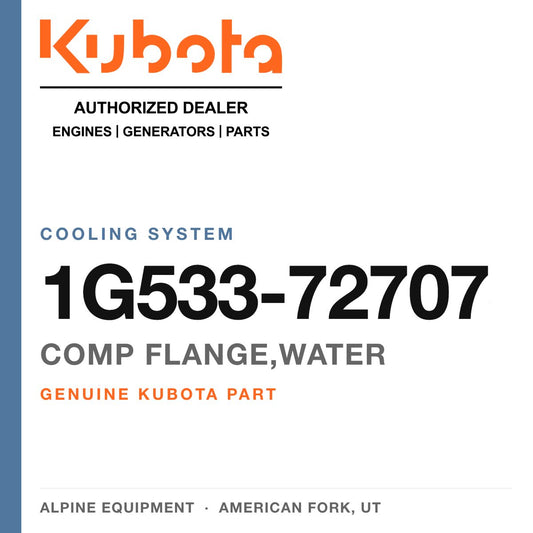 Genuine Kubota comp flange,water, part number 1G533-72707 — Alpine Equipment