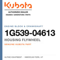 Genuine Kubota housing flywheel, part number 1G539-04613 — Alpine Equipment
