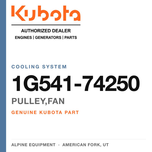Genuine Kubota pulley,fan, part number 1G541-74250 — Alpine Equipment