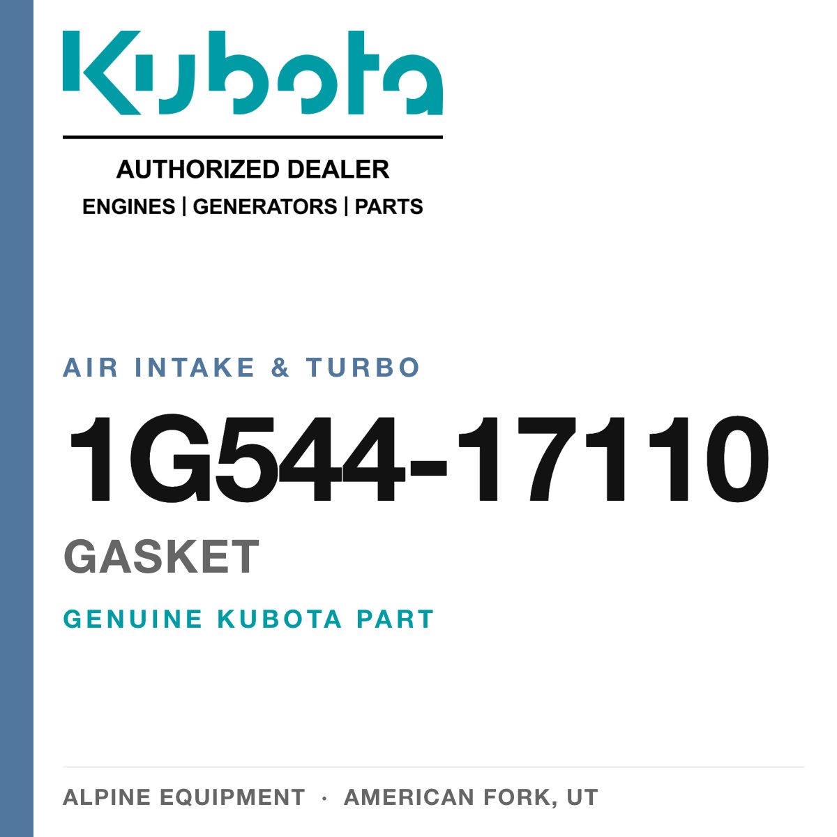 Genuine Kubota gasket, part number 1G544-17110 — Alpine Equipment