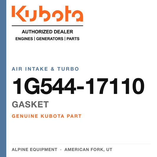 Genuine Kubota gasket, part number 1G544-17110 — Alpine Equipment