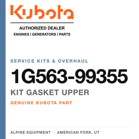 Genuine Kubota kit gasket upper, part number 1G563-99355 — Alpine Equipment