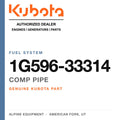Genuine Kubota comp pipe, part number 1G596-33314 — Alpine Equipment