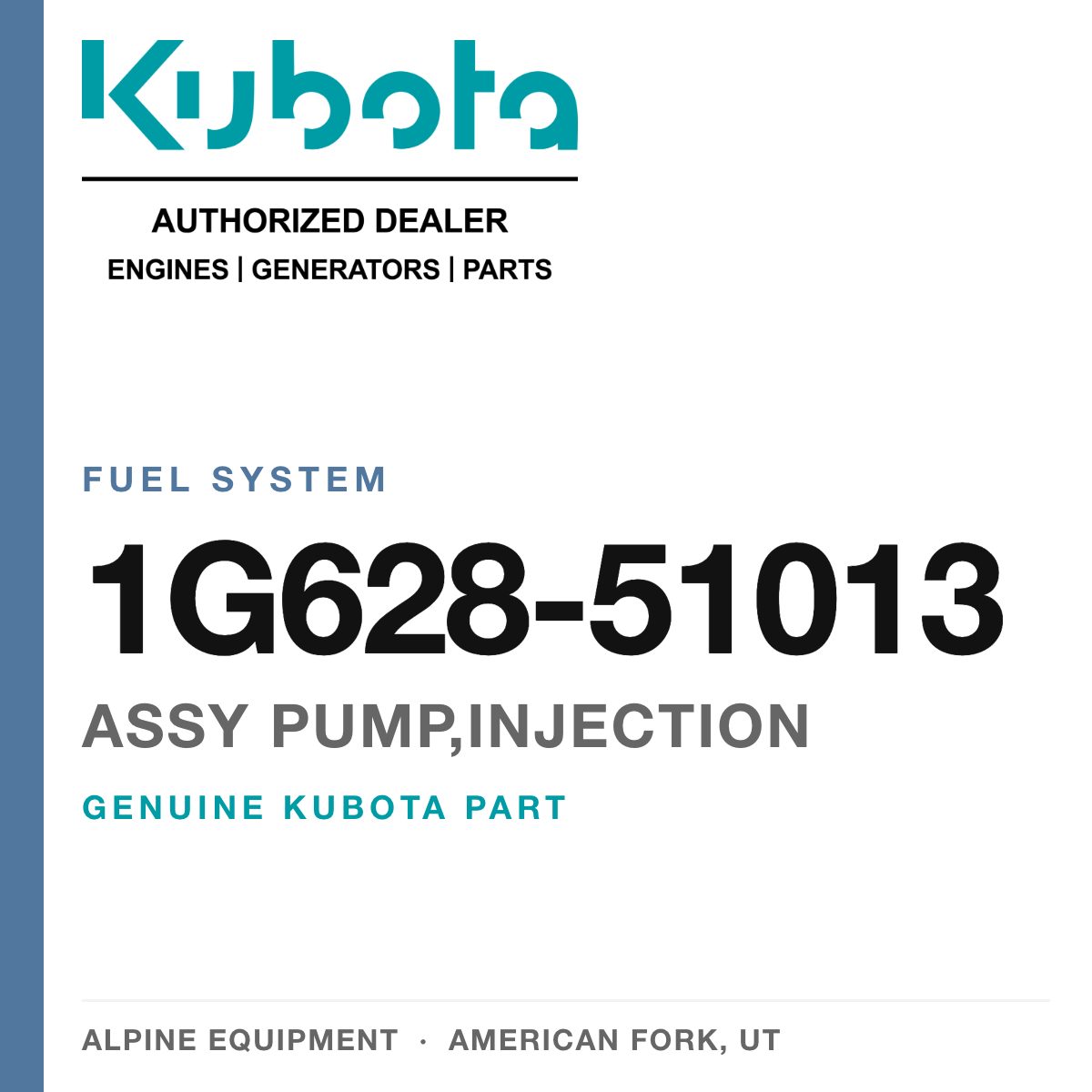 Genuine Kubota assy pump,injection, part number 1G628-51013 — Alpine Equipment