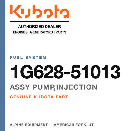 Genuine Kubota assy pump,injection, part number 1G628-51013 — Alpine Equipment