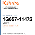 Genuine Kubota valve, part number 1G657-11472 — Alpine Equipment