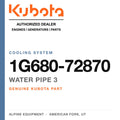 Genuine Kubota water pipe 3, part number 1G680-72870 — Alpine Equipment