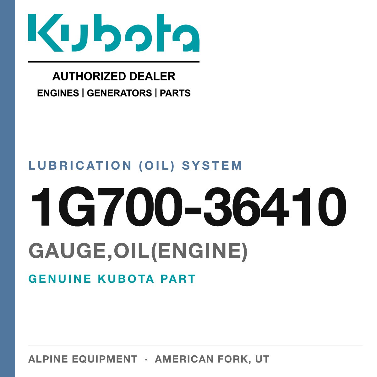 Genuine Kubota gauge,oil(engine), part number 1G700-36410 — Alpine Equipment