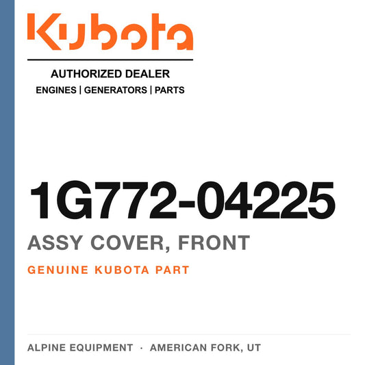 Genuine Kubota assy cover, front, part number 1G772-04225 — Alpine Equipment