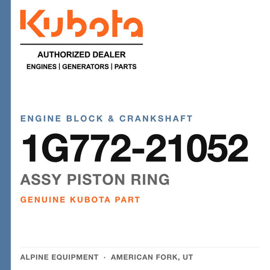 Genuine Kubota assy piston ring, part number 1G772-21052 — Alpine Equipment