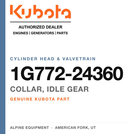 Genuine Kubota collar, idle gear, part number 1G772-24360 — Alpine Equipment