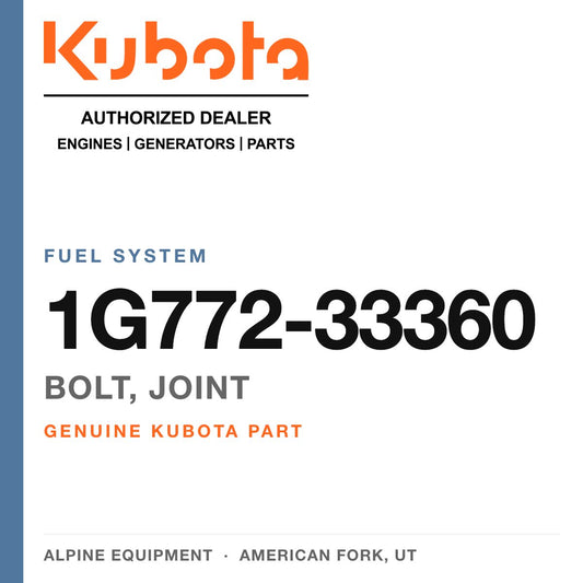 Genuine Kubota bolt, joint, part number 1G772-33360 — Alpine Equipment
