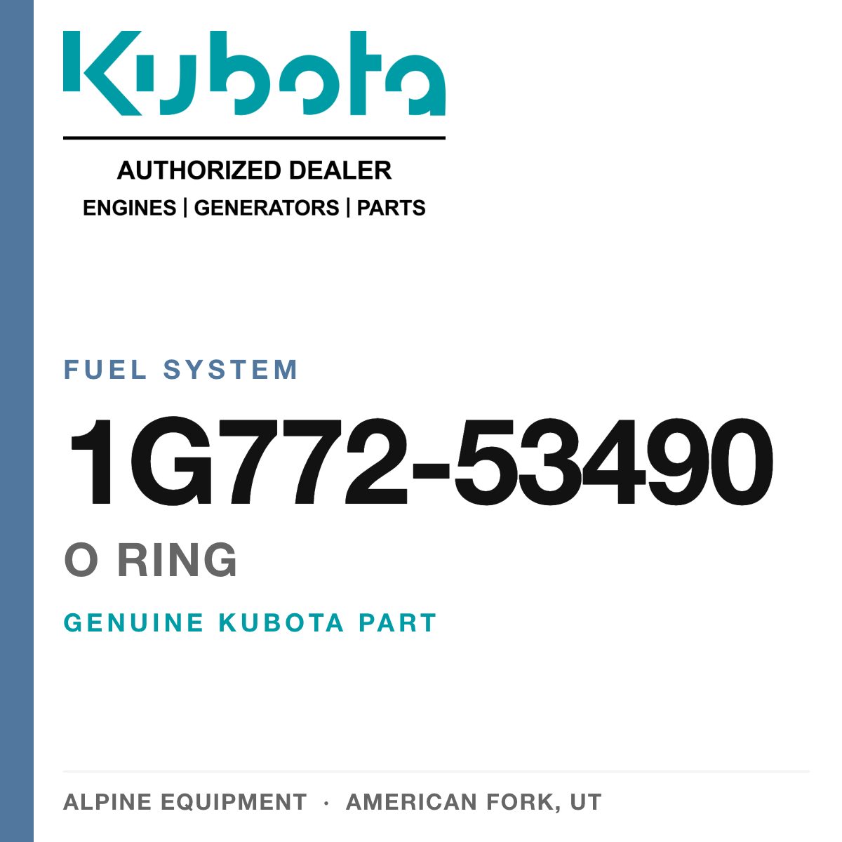 Genuine Kubota o ring, part number 1G772-53490 — Alpine Equipment