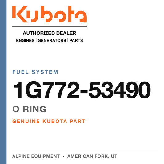 Genuine Kubota o ring, part number 1G772-53490 — Alpine Equipment