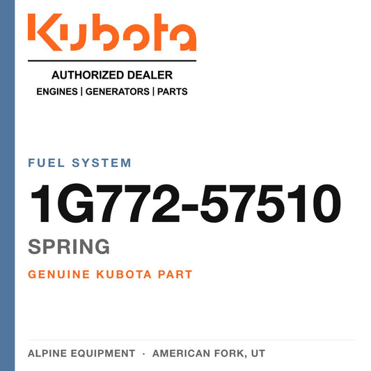 Genuine Kubota spring, part number 1G772-57510 — Alpine Equipment