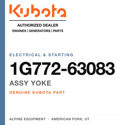 Genuine Kubota assy yoke, part number 1G772-63083 — Alpine Equipment