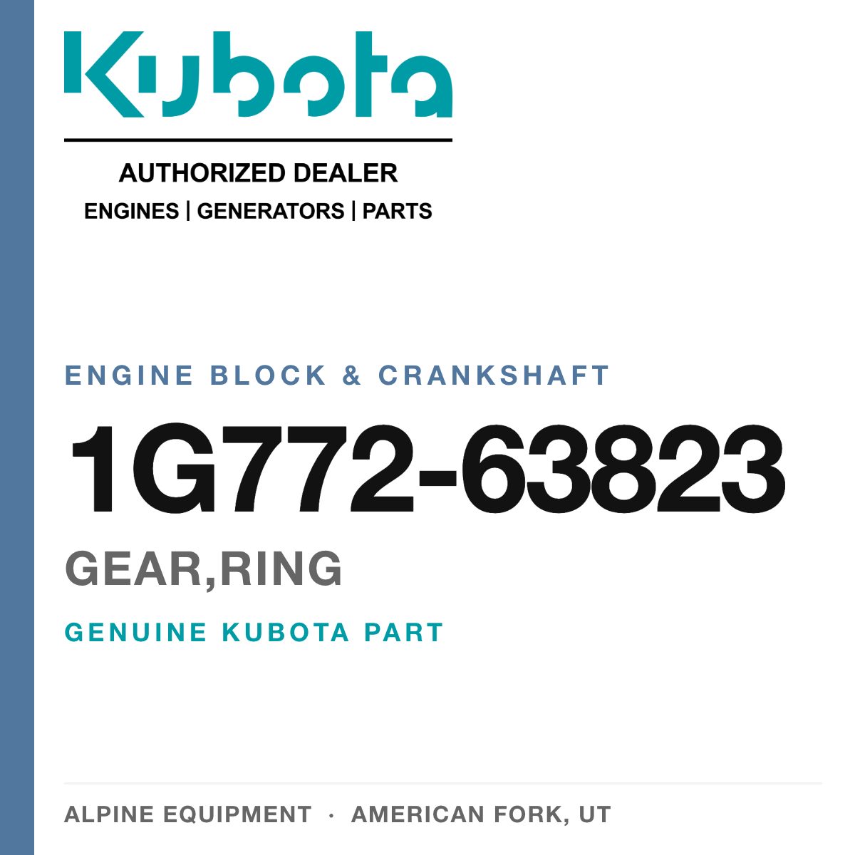 Genuine Kubota gear,ring, part number 1G772-63823 — Alpine Equipment