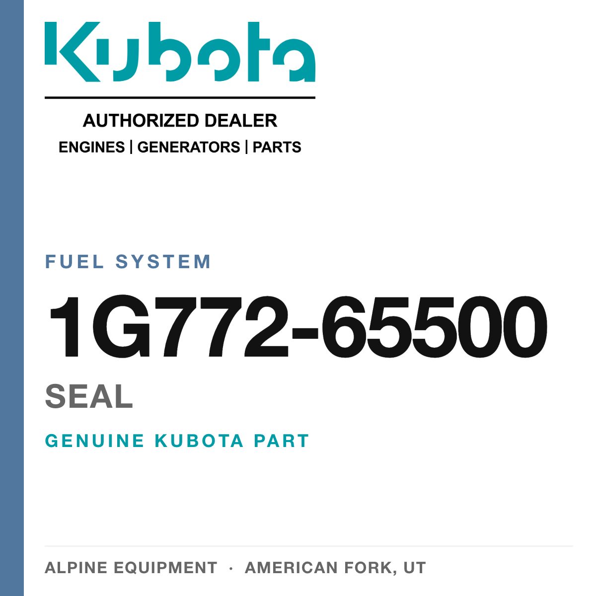 Genuine Kubota seal, part number 1G772-65500 — Alpine Equipment
