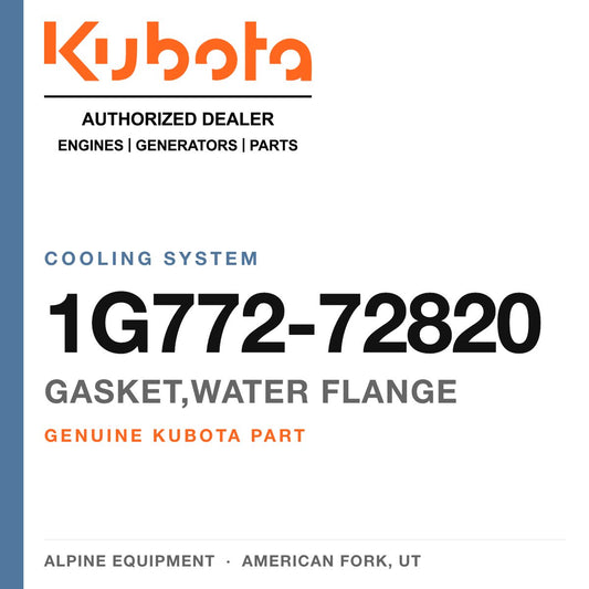 Genuine Kubota gasket,water flange, part number 1G772-72820 — Alpine Equipment