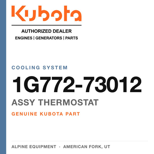Genuine Kubota assy thermostat, part number 1G772-73012 — Alpine Equipment