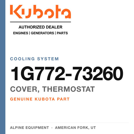 Genuine Kubota cover, thermostat, part number 1G772-73260 — Alpine Equipment