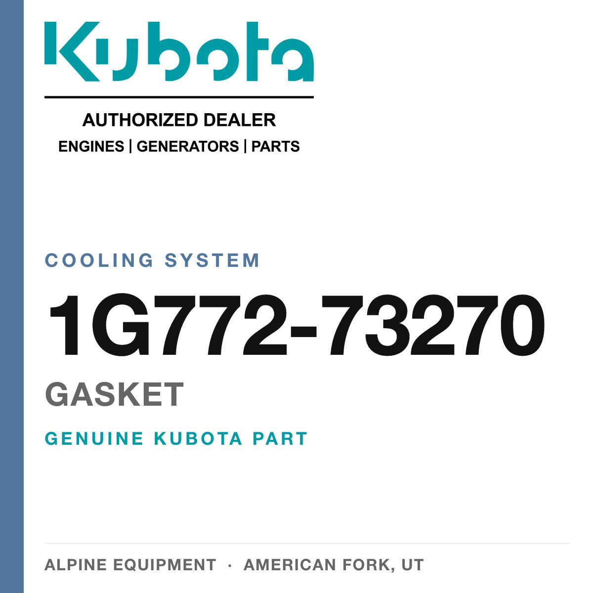 Genuine Kubota gasket, part number 1G772-73270 — Alpine Equipment