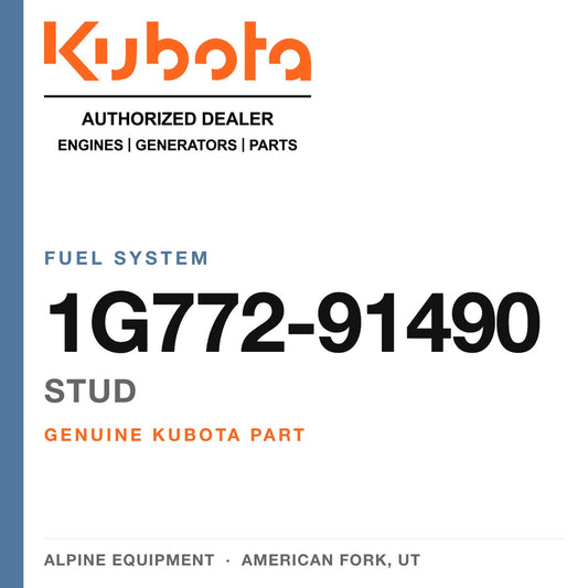 Genuine Kubota stud, part number 1G772-91490 — Alpine Equipment