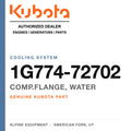 Genuine Kubota comp.flange, water, part number 1G774-72702 — Alpine Equipment