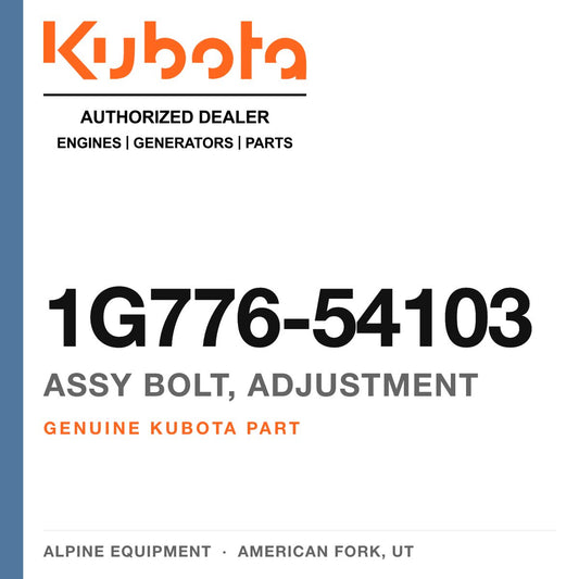 Genuine Kubota assy bolt, adjustment, part number 1G776-54103 — Alpine Equipment