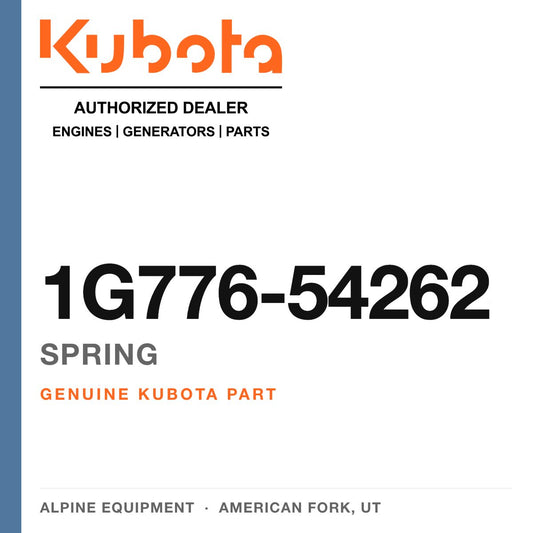 Genuine Kubota spring, part number 1G776-54262 — Alpine Equipment