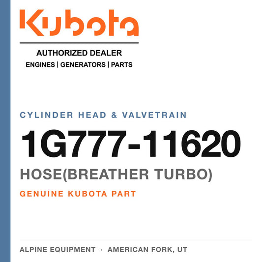 Genuine Kubota hose(breather turbo), part number 1G777-11620 — Alpine Equipment