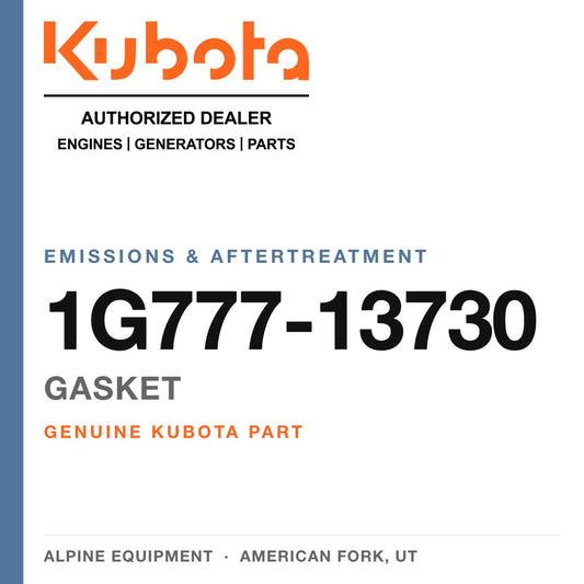 Genuine Kubota gasket, part number 1G777-13730 — Alpine Equipment