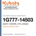Genuine Kubota assy cover, cyl.head, part number 1G777-14503 — Alpine Equipment