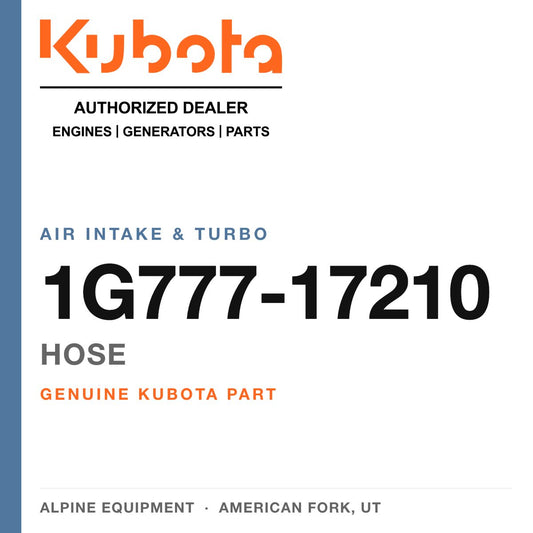 Genuine Kubota hose, part number 1G777-17210 — Alpine Equipment