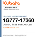 Genuine Kubota cover, base egrcooler, part number 1G777-17360 — Alpine Equipment