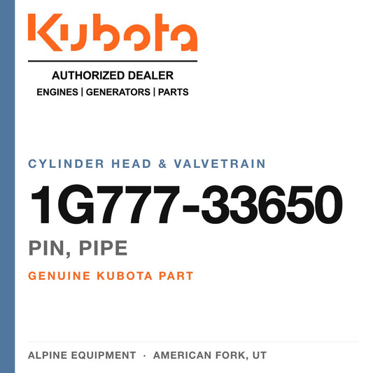 Genuine Kubota pin, pipe, part number 1G777-33650 — Alpine Equipment