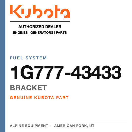 Genuine Kubota bracket, part number 1G777-43433 — Alpine Equipment