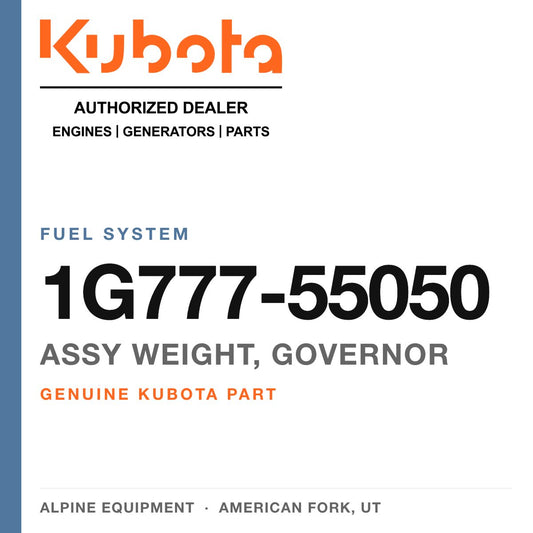 Genuine Kubota assy weight, governor, part number 1G777-55050 — Alpine Equipment