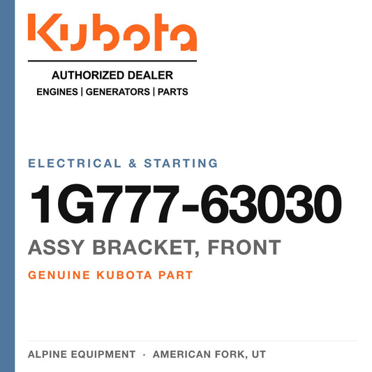 Genuine Kubota assy bracket, front, part number 1G777-63030 — Alpine Equipment
