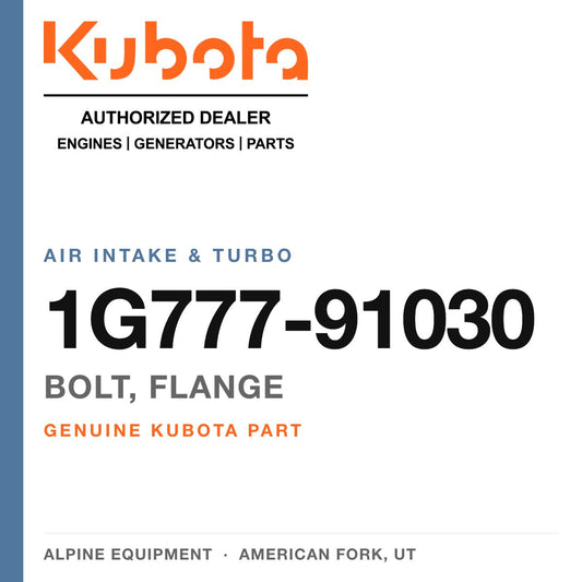 Genuine Kubota bolt, flange, part number 1G777-91030 — Alpine Equipment