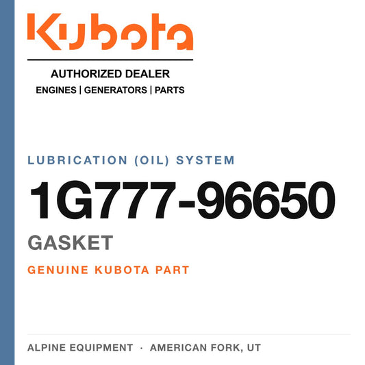 Genuine Kubota gasket, part number 1G777-96650 — Alpine Equipment